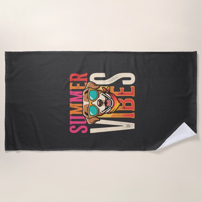 Serviette De Plage Lunettes de soleil pour chien Summer Vibes (Devant)