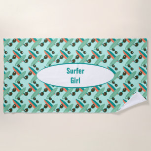 Serviette De Plage Lunettes de soleil rétros et planches de surf Pers