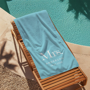 Serviette De Plage Luxe Elegance Robin Oeuf Bleu Madame et Mariage Da