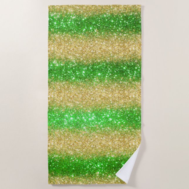 Serviette De Plage Luxe Green Gold Parties scintillant (Devant)