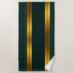 Serviette De Plage Luxe Popular Green Gold Linen Texture Collection