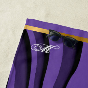 Serviette De Plage Luxe Soft Purple Gold 3D Zebra Wave