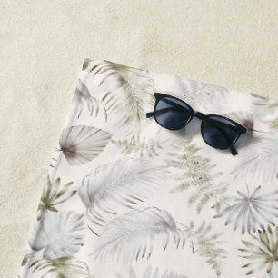 Serviette De Plage Luxueux Faux Gold Tropical Foliage Monogramme