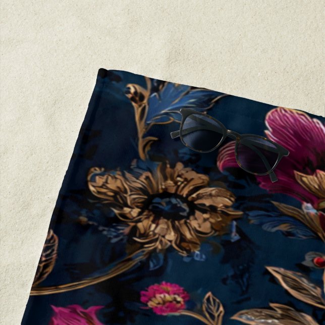 Serviette De Plage Luxury Floral Vintage Royal (En situation)