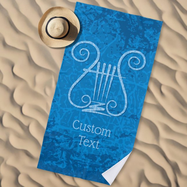Serviette De Plage Lyre Bleue en Arrière-plan (Créateur téléchargé)