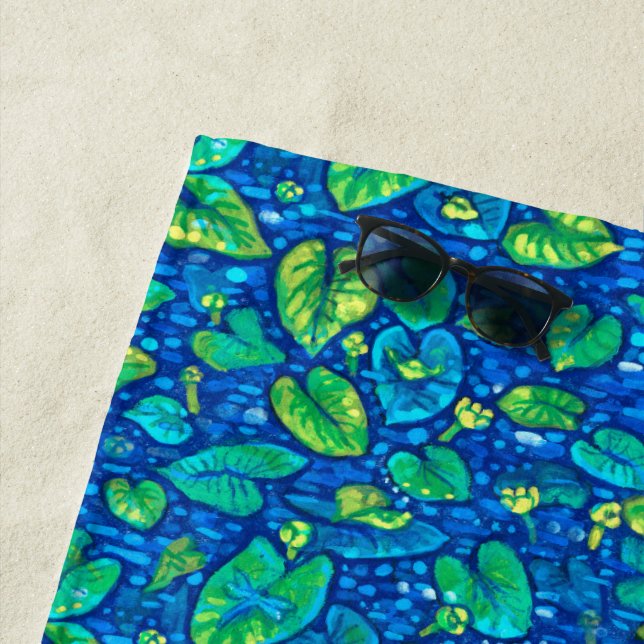 Serviette De Plage Lys de vache, étang d'été de Spatterdock Modèle fl (En situation)