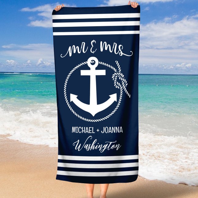 Serviette De Plage M. et Mme Beach Towels, Cadeau Mariage, Personnali (Créateur téléchargé)