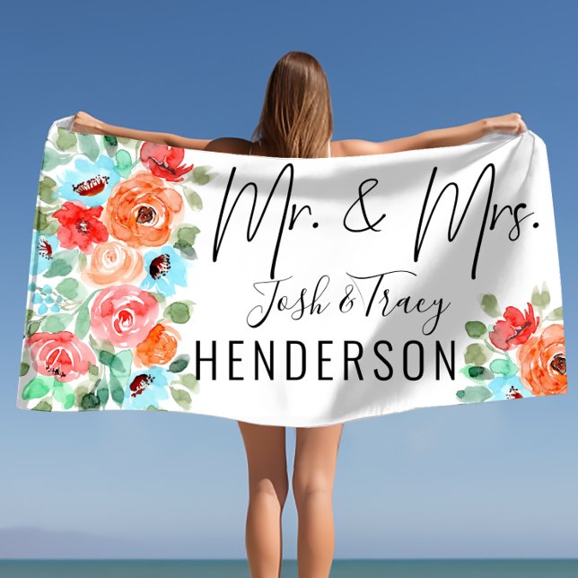 Serviette De Plage M. et Mme, Mariage Mariée et Salle Personnalisée (Mr and Mrs, Wedding Bride and Groom Personalized Beach Towel)