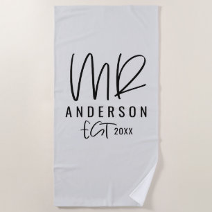 Serviette De Plage M. lune de miel d'écriture de manuscrit de mariage