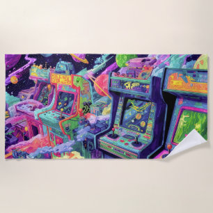 Serviette De Plage Machines d'arcade rétro dans l'espace