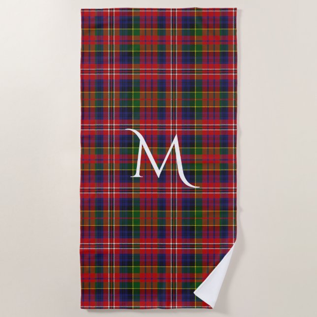 Serviette De Plage MacPherson Clan Tartan Plaid Monogram Beach Towel (Devant)