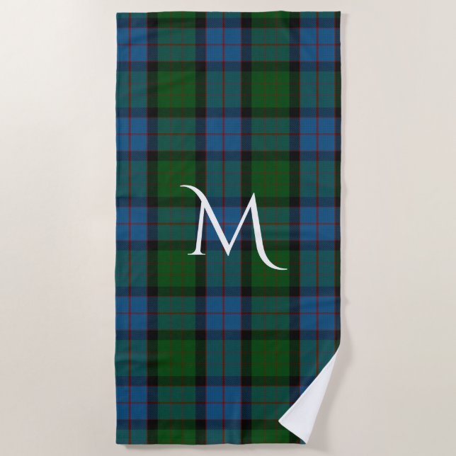 Serviette De Plage MacWilliam Clan Tartan Plaid Monogram Beach Towel (Devant)