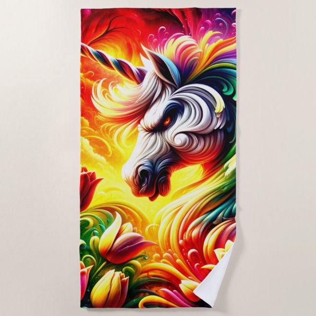 Serviette De Plage Mad Unicorn (Devant)