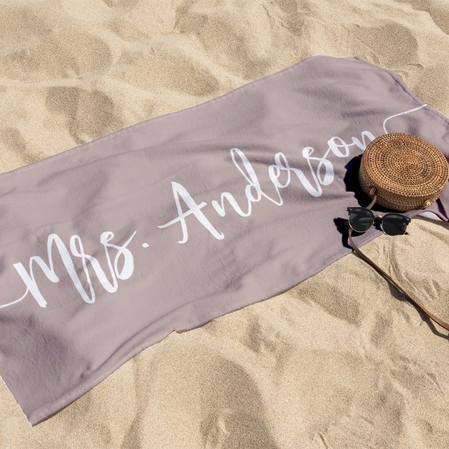 Serviette De Plage Madame Nouvelle Nom Mariée Lune de Miel (Créateur téléchargé)