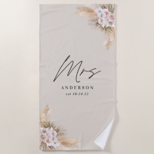 Serviette De Plage Madame pampas séchée botanique mariage stylé