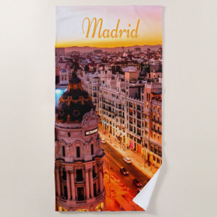 Serviette De Plage Madrid Espagne Capitol City Skyline