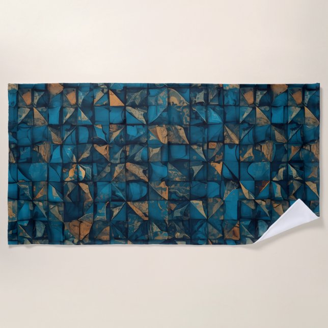 Serviette De Plage Magnifique aspect patchwork en sarcelle foncée (Devant)