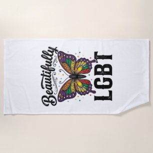 Serviette De Plage Magnifique Chemise LGBT Papillon Vintage Fierté_1
