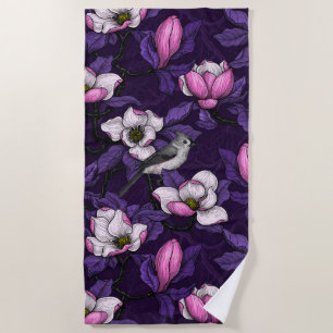 Serviette De Plage Magnolia en floraison et tireur 4