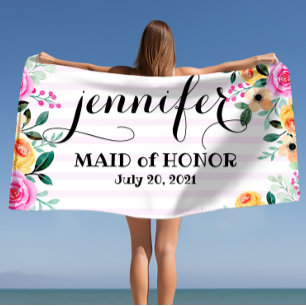 Serviette De Plage Maid of Honor Bachelorette Personnalisé Beach Tow