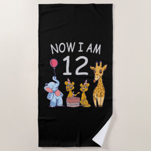Serviette De Plage Maintenant, j'ai 12 ans 12e anniversaire au Zoo