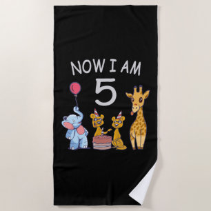 Serviette De Plage Maintenant, j'ai 5 ans 5e anniversaire au Zoo