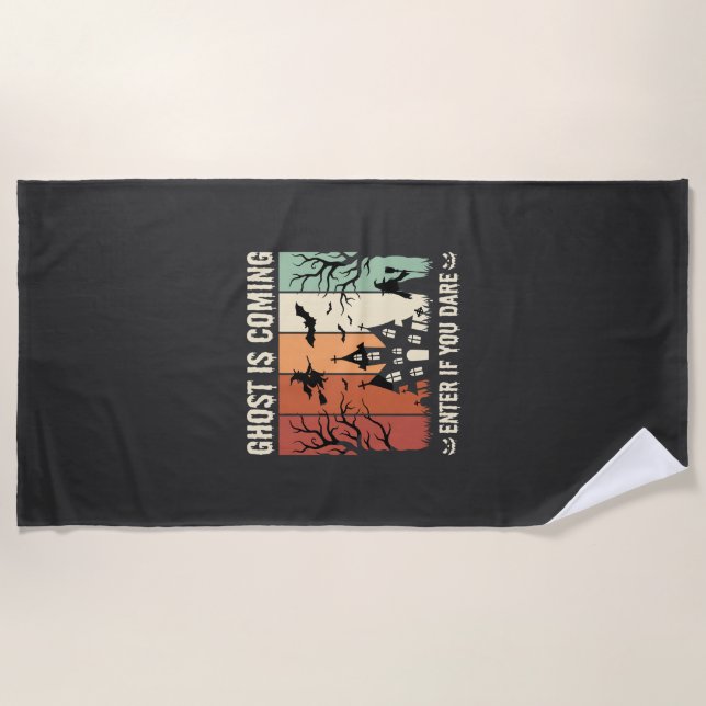 Serviette De Plage Maison Hantée Fantôme d'Halloween Arrive (Devant)