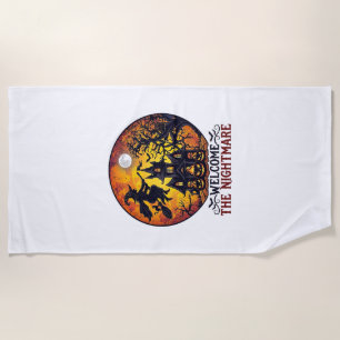 Serviette De Plage Maison Hantée Halloween Bienvenue Cauchemar Volant