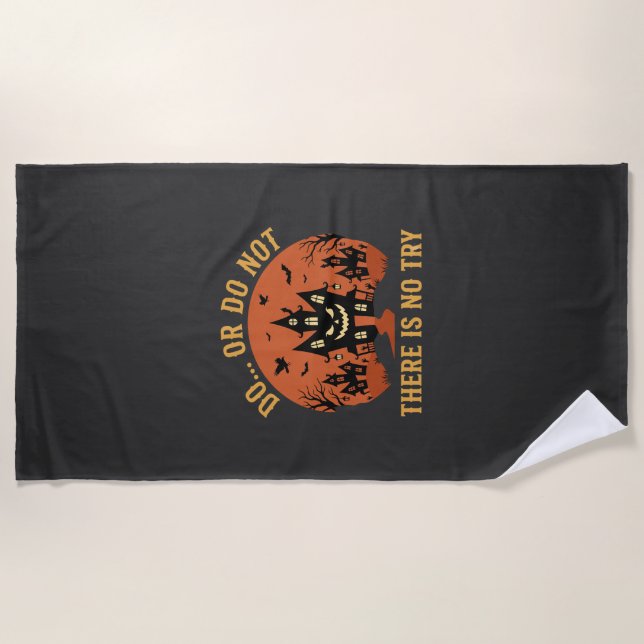 Serviette De Plage Maison Hantée Halloween Fais ou Ne Fais Pas (Devant)