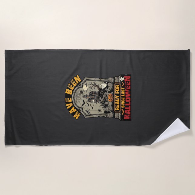 Serviette De Plage Maison Hantée Halloween Prête Depuis Tombstone  (Devant)