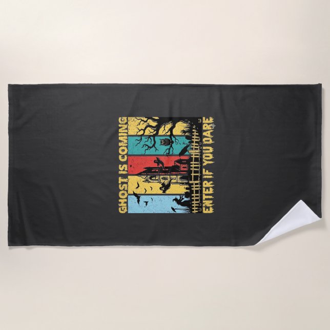 Serviette De Plage Maison Hantée Halloween Sorcière Chouette Arrivée  (Devant)