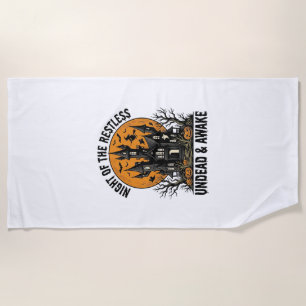 Serviette De Plage Maison Hantée Vintage Morts Inquiets Art Halloween