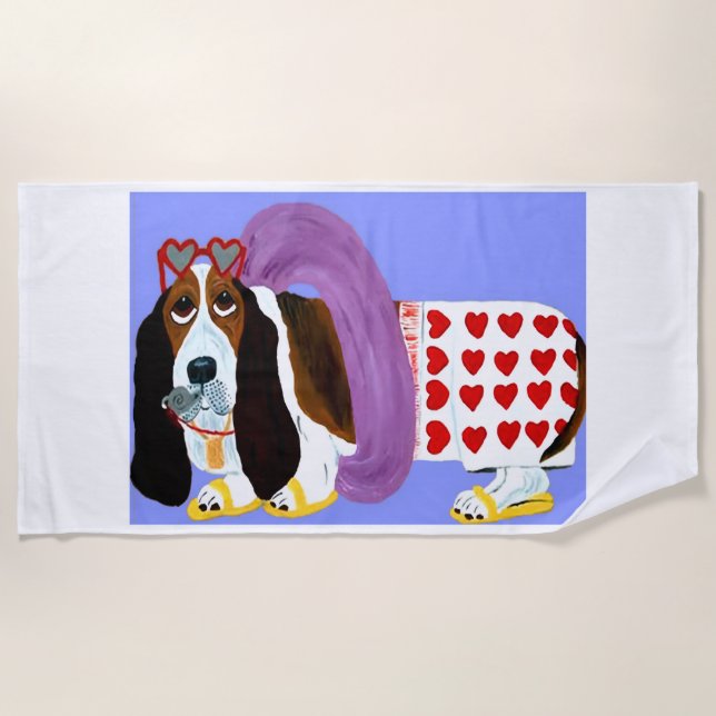 Serviette De Plage Maître-nageur Basset Hound (Devant)