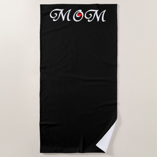 Serviette De Plage Maman au coeur rouge (Devant)