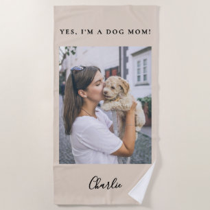 Serviette De Plage Maman de chien personnalisée drôle et chic avec un