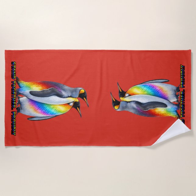 Serviette De Plage Manchots Fiers Se Tiennent Ensemble (Devant)