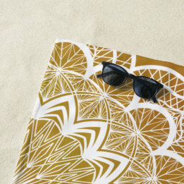Serviette De Plage Mandala blanc sur fond doré