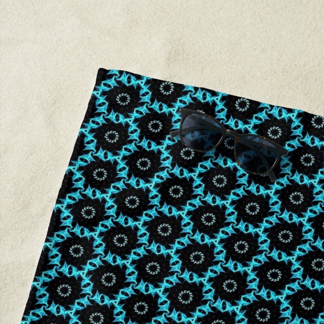 Serviette De Plage Mandala bleu électrique (En situation)