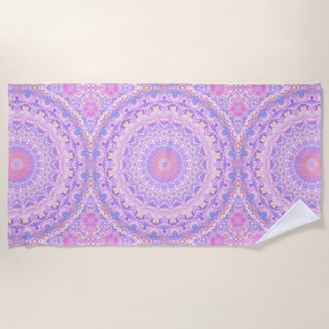 Serviette De Plage Mandala bohème complexe aux couleurs psychédélique (Devant)