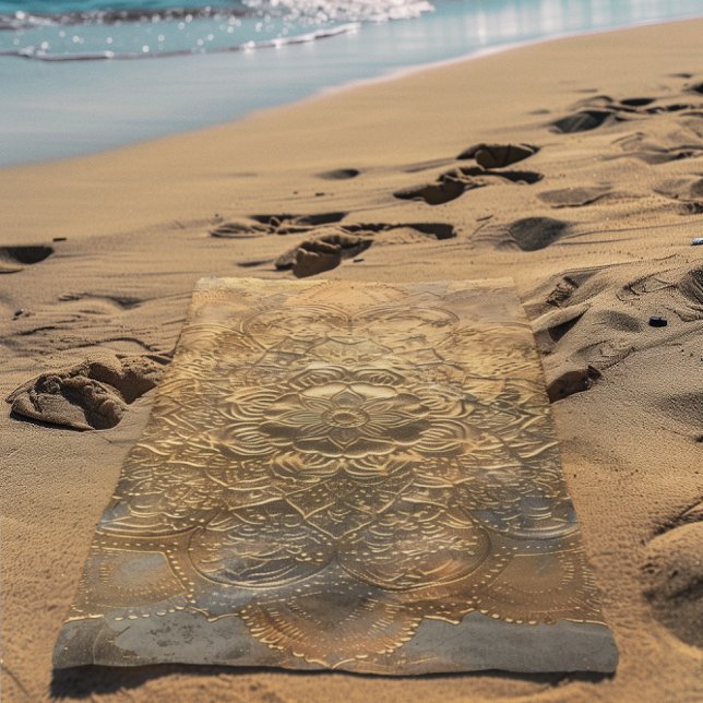 Serviette De Plage Mandala Bohème Élégant Doré (Créateur téléchargé)