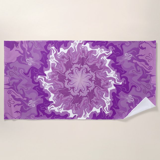 Serviette De Plage Mandala dans plusieurs tons violets (Devant)