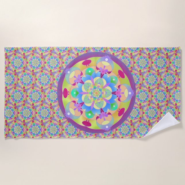 Serviette De Plage Mandala de la chanson arc-en-ciel (Devant)