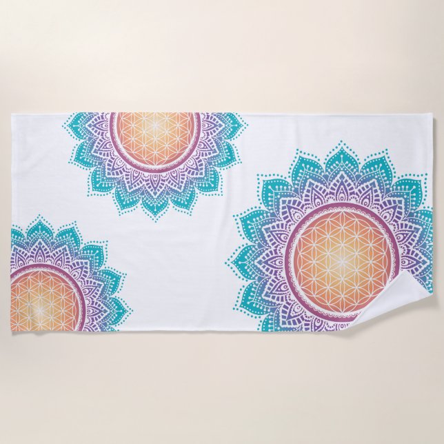 Serviette De Plage Mandala Flower of life sun (Devant)