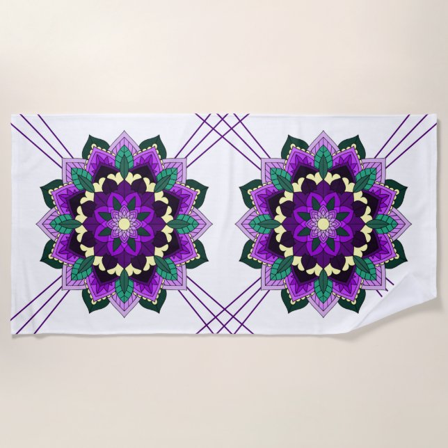Serviette De Plage Mandala Motif 02 en violet Beach Towel (Devant)