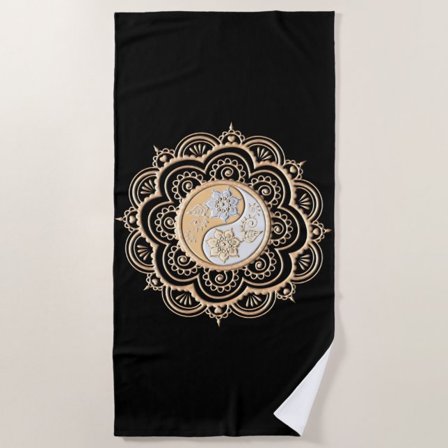 Serviette De Plage Mandala or et argent (Devant)