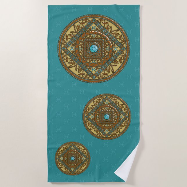 Serviette de plage Mandala Poissons (Devant)