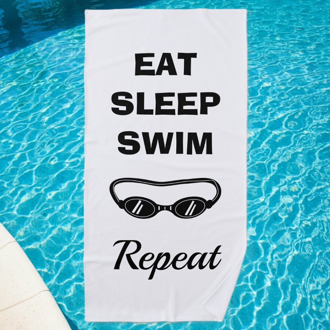 Serviette De Plage Manger dormir nager répéter lunettes drôles servie (swim towel)