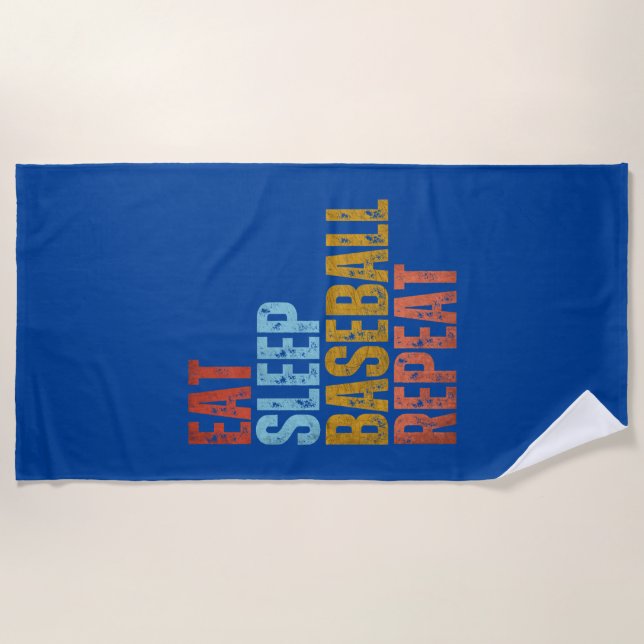 SERVIETTE DE PLAGE MANGER SOMMEIL BASEBALL RÉPÉTER (Devant)