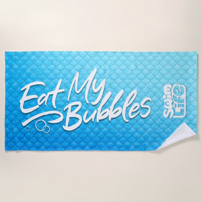 Serviette De Plage "Mangez mes bulles" Balances Bleues de la vie de n (Devant)