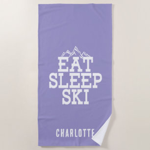 Serviette De Plage Mangez Sleep Ski Hiver Sports Nouveauté